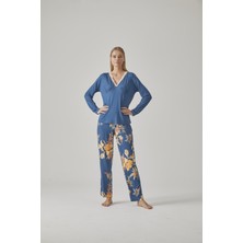 Relax Mode Kadın V Yaka Pijama Takımı - 10773