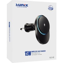 Sunix 15W Kablosuz Şarjlı Mıknatıslı Araç Şarjı Hld-80