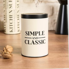 Sarkap Simple Classic Metal Saklama Kabı - Krem / Siyah - 570 ml