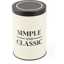 Sarkap Simple Classic Metal Saklama Kabı - Krem / Siyah - 570 ml