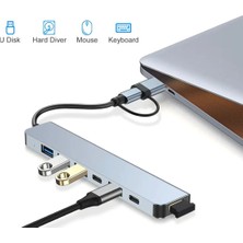 Flyonlook 7 In 1  Usb/type-C Telefon  Ipad-Pc ve Televizyonlar  Şarj ,mause  Klavye Uyumlu Veri Aktarımı Hub