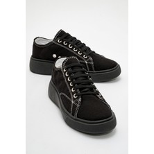 Ccway Keten Kadın Spor Ayakkabı SİYAH SİYAH