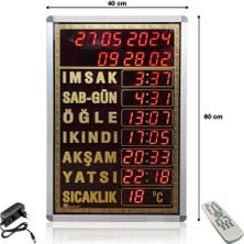 Camimarket Dijital Cami Saati 40X60 cm Gold Kumandalı