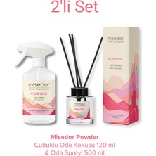 Misedor 2 Li Set Powder Çubuklu Oda Kokusu 120 ml & Oda Spreyi 500 ml