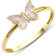 Fiyonk Kuyumculuk Kuyumculuk 14 Ayar Altın Beyaz Mineli Kelebek Yüzük