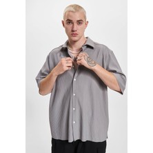 Only & Sons Erkek Onsboyy Rahat Kalıp Çizgili Kısa Kollu Gömlek 22025032 Gri