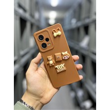 Vip Case Xiaomi Redmi Note 12 Pro 5g Ayıcık Kiraz Kız Toy Story Şeker Desenli Kahverengi Kılıf