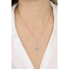 Mistik Silver Renkli Gözlü Gümüş Harf Kolye - G