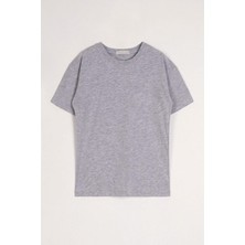 Zepkids Bisiklet Yaka Gri Melanj Renk Erkek Çocuk Tshirt