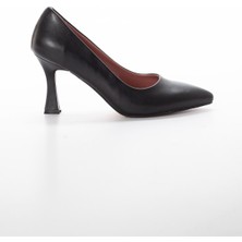 Dilimler Ayakkabı Cilt Ince Topuk Siyah Kadın Stiletto