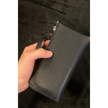 MAT DERİ Kadın Cüzdan Uzun Fermuarlı Bilek Askılı  Deri El Portföy Telefon Çanta
