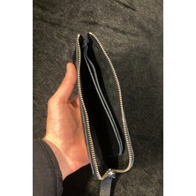 MAT DERİ Kadın Cüzdan Uzun Fermuarlı Bilek Askılı  Deri El Portföy Telefon Çanta