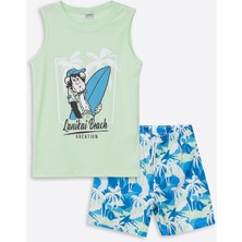 LC Waikiki Lcw Kids Bisiklet Yaka Nostaljik Maymun Baskılı Erkek Çocuk Atlet ve Deniz Şortu