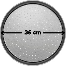 Kitchen Design Lab Büyük Boy Delikli Pizza Tepsisi Lahmacun Tepsisi 36 cm ve  Bambu Yuvarlak Pizza  Tabağı 30 cm