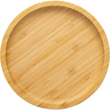 Kitchen Design Lab Büyük Boy Delikli Pizza Tepsisi Lahmacun Tepsisi 36 cm ve  Bambu Yuvarlak Pizza  Tabağı 30 cm