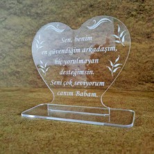 Babalar İçin Pleksi Tebrik Kartı Lazer Kazıma Güzel Sözler (Kişiye Özel)