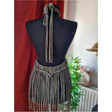 Zuviel Deco Haki Makrome Plaj Elbisesi Haki / Standart