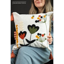 Balkan Group Textile Garden Flower Punch Panç Nakışlı Dekoratif Kırlent Kılıfı