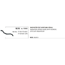 Radyatör Hortumu Üst 15303 R9 R11 (Vidalı) 7700773831 7704001276 7700773831 7704001276 Gold