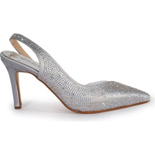 Letafia Soren Şefaf Detaylı Taşlı Gümüş Ayakkabı