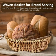 Humble Hand-Woven Basket, Wicker Basket, Food Serving Basket For Bread, Fruit, Vegetable Storage, Gift Basket 25 x 8cm (Yurt Dışından)