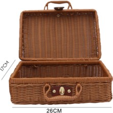 Humble Picnic Basket,woven Wicker Vintage Suitcase Woven Storage Basket Rattan Storage Case Picnic Weave Laundry Basket B (Yurt Dışından)