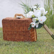Humble Picnic Basket,woven Wicker Vintage Suitcase Woven Storage Basket Rattan Storage Case Picnic Weave Laundry Basket B (Yurt Dışından)