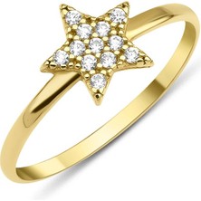 Fiyonk Kuyumculuk 14 Ayar Altın Taşlı Yıldız Yüzük