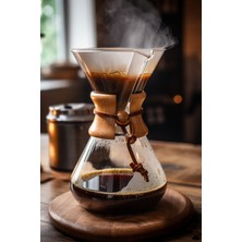 Avatto 800 ml Chemex  Ahşap Tutacaklı - Cam Kahve Demleme Sürahisi 6 Cup Coffee Pot