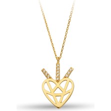 ÇGK KUYUMCULUK Kalpli Taşlı Altın Kolye KLYCGK215