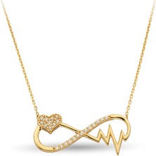 ÇGK KUYUMCULUK Sonsuzluk Kalp Taşlı Altın Kolye KLYCGK216