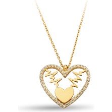 ÇGK KUYUMCULUK Şimşek Kalp Taşlı Altın Kolye KLYCGK227