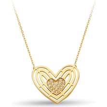 ÇGK KUYUMCULUK Taşlı Kalpli Altın Kolye KLYCGK229