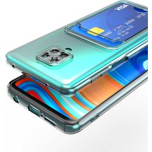 Kilifone - Xiaomi Redmi Note 9 Pro Uyumlu Kılıf Esnek Şeffaf Kart Bölmeli Setra Silikon Kapak