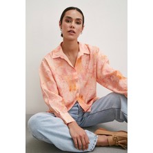 Never More  Damla Desenli Gömlek Pembe