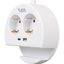 Vea Ve- G1102C 2'li Usb+ Type-C Girişli Anahtarlı 1.5 Metre Grup Priz