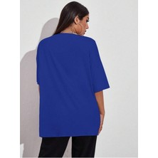 Kadın Basic Düz Baskızı 4'lü Bisiklet Yaka Salaş Oversize Boyfriend Kırmızı, Siyah, Beyaz, Gri  T-Shirt
