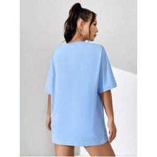 Kadın Basic Düz Baskızı 4'lü Bisiklet Yaka Salaş Oversize Boyfriend Kahverengi, Siyah, Beyaz, Gri  T-Shirt