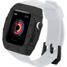 Cupcase ​​​watch 7 45MM Uyumlu Krd-65 Kordon Zore - Beyaz-Siyah