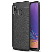 Kilifolsun - Galaxy A10S Uyumlu Kılıf Deri Görünümlü Auto Focus Karbon Niss Silikon Kapak