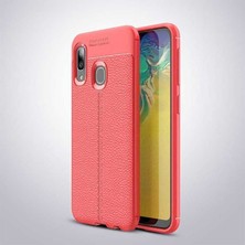 Kilifolsun - Galaxy A20 Uyumlu Kılıf Deri Görünümlü Auto Focus Karbon Niss Silikon Kapak