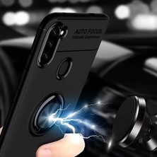 Kilifolsun - Galaxy A21 Uyumlu Kılıf Yüzüklü Auto Focus Ravel Karbon Silikon Kapak