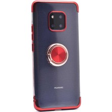 Kilifolsun - Huawei Mate 20 Pro Uyumlu Kılıf Yüzüklü Kenarları Renkli Arkası Şeffaf Gess Silikon