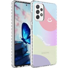 Kilifolsun - Galaxy A72 Uyumlu Kılıf Kenarlı Renkli Desenli Elegans Silikon Kapak