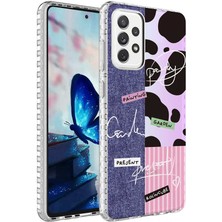 Kilifolsun - Galaxy A72 Uyumlu Kılıf Kenarlı Renkli Desenli Elegans Silikon Kapak