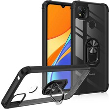 Kilifolsun - Xiaomi Redmi 9c Uyumlu Kılıf Yüzüklü Arkası Şeffaf Koruyucu Mola Kapak