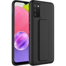 Kilifolsun - Galaxy A03S Uyumlu Kılıf Mat Koruyucu El Tutacaklı Stand Olabilen Qstand Kapak