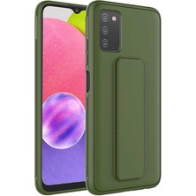 Kilifolsun - Galaxy A03S Uyumlu Kılıf Mat Koruyucu El Tutacaklı Stand Olabilen Qstand Kapak