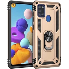 Kilifolsun - Galaxy A21S Uyumlu Kılıf Yüzüklü Çift Katman Zırh Tank Vega Kapak