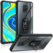 Kilifolsun - Xiaomi Redmi Note 9s Uyumlu Kılıf Yüzüklü Arkası Şeffaf Koruyucu Mola Kapak